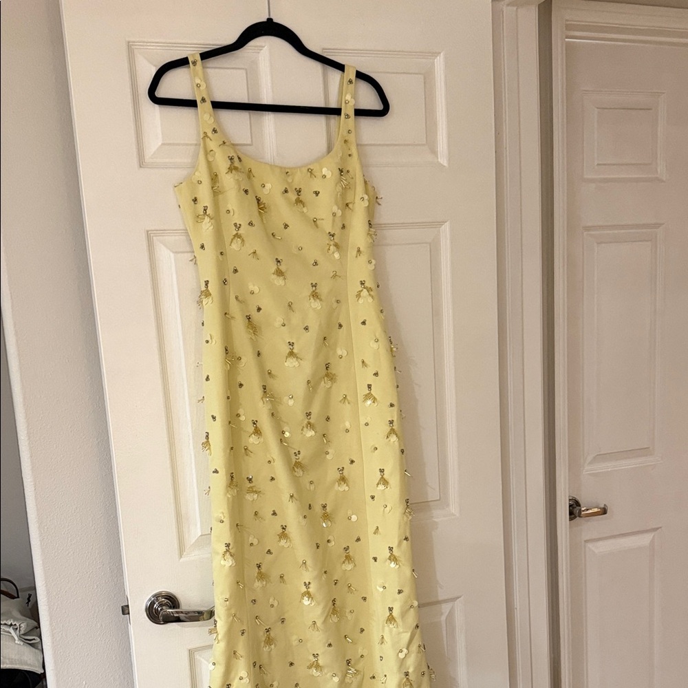 SIMKHAI - NEW - Sleeveless Yellow Floral Maxi Dress with Embellishments - Picture 3 of 5